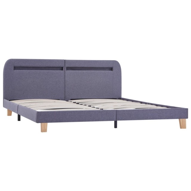 Cadre de lit avec LED sans matelas gris clair tissu 160x200 cm
