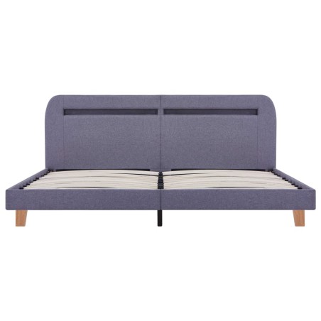 Cadre de lit avec LED sans matelas gris clair tissu 160x200 cm