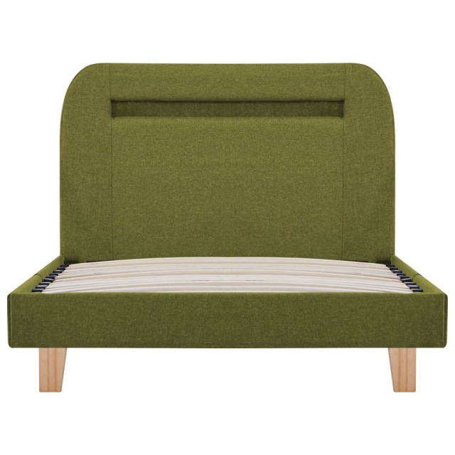 Cadre de lit avec LED sans matelas vert tissu 90x200 cm
