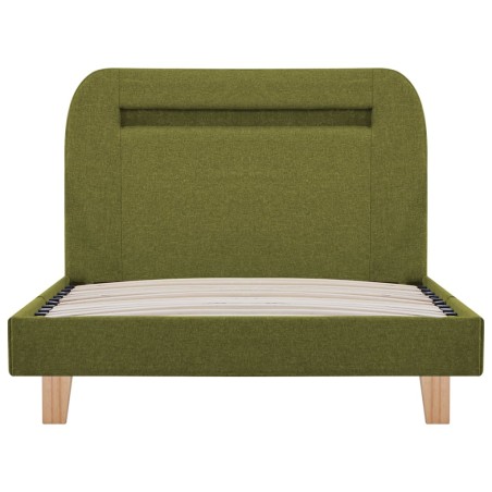 Cadre de lit avec LED sans matelas vert tissu 90x200 cm