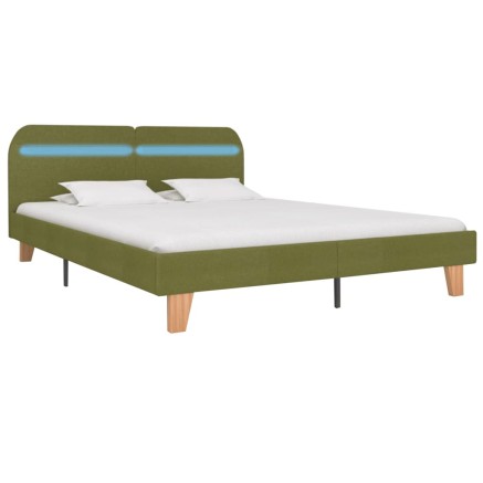 Cadre de lit avec LED sans matelas vert tissu 160x200 cm 2