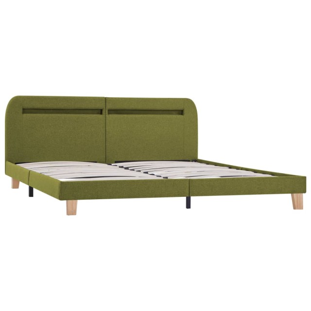 Cadre de lit avec LED sans matelas vert tissu 160x200 cm