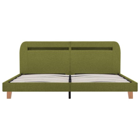 Cadre de lit avec LED sans matelas vert tissu 160x200 cm