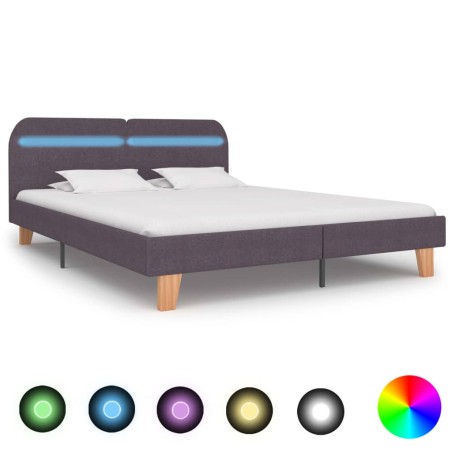 Cadre de lit avec LED sans matelas taupe tissu 160x200 cm