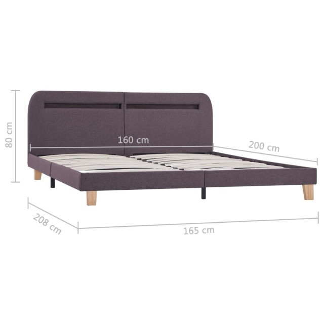 Cadre de lit avec LED sans matelas taupe tissu 160x200 cm