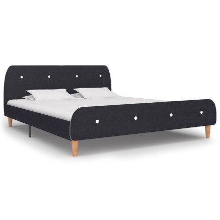 Cadre de lit sans matelas gris foncé tissu 160x200 cm