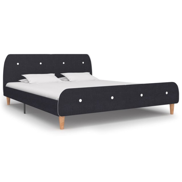Cadre de lit sans matelas gris foncé tissu 160x200 cm