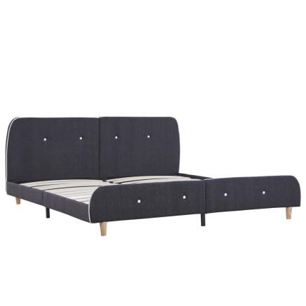 Cadre de lit sans matelas gris foncé tissu 160x200 cm 2