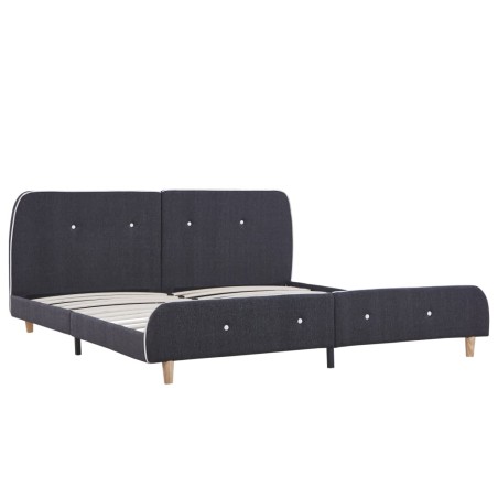 Cadre de lit sans matelas gris foncé tissu 160x200 cm
