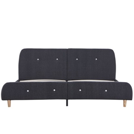 Cadre de lit sans matelas gris foncé tissu 160x200 cm