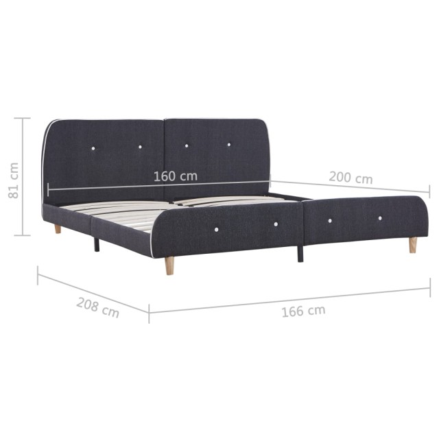 Cadre de lit sans matelas gris foncé tissu 160x200 cm