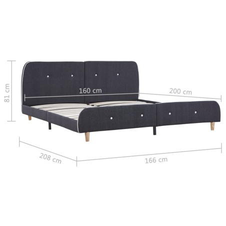 Cadre de lit sans matelas gris foncé tissu 160x200 cm