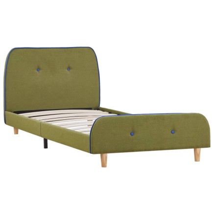 Cadre de lit sans matelas vert tissu 90x200 cm 2