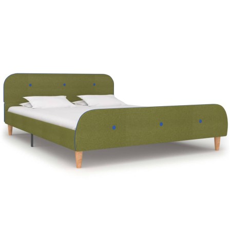 Cadre de lit sans matelas vert tissu 140x200 cm