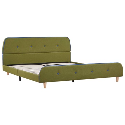 Cadre de lit sans matelas vert tissu 140x200 cm 2