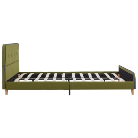 Cadre de lit sans matelas vert tissu 140x200 cm