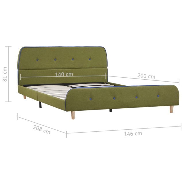 Cadre de lit sans matelas vert tissu 140x200 cm