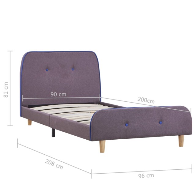 Cadre de lit sans matelas taupe tissu 90x200 cm