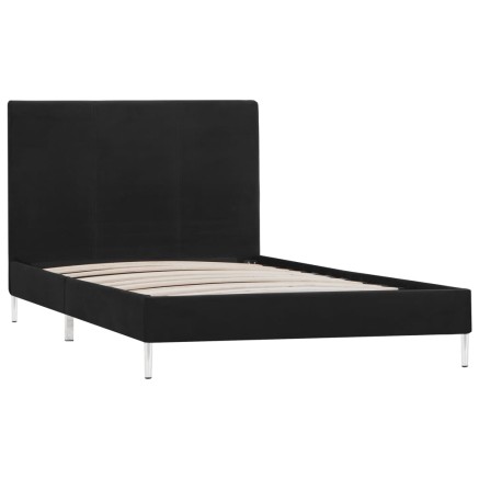 Cadre de lit sans matelas noir tissu 90x200 cm 2