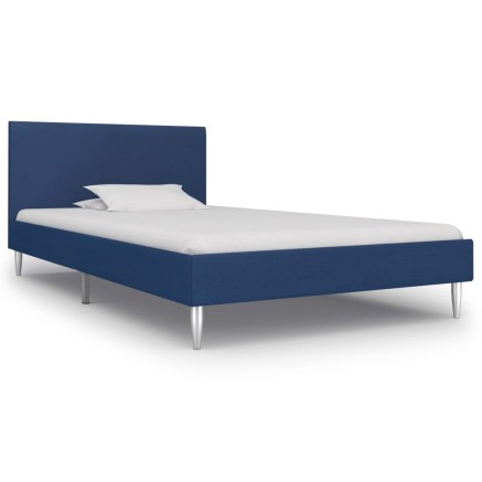 Cadre de lit sans matelas bleu tissu 90x200 cm