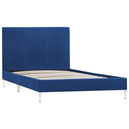 Cadre de lit sans matelas bleu tissu 90x200 cm