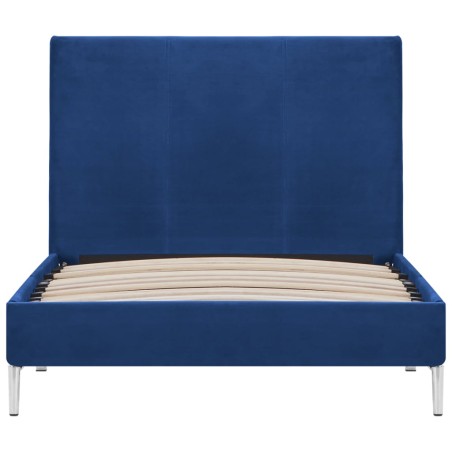 Cadre de lit sans matelas bleu tissu 90x200 cm