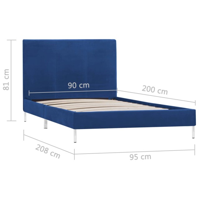 Cadre de lit sans matelas bleu tissu 90x200 cm