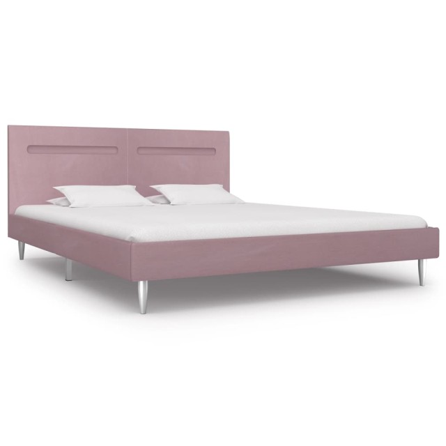 Cadre de lit avec LED sans matelas rose tissu 180x200 cm