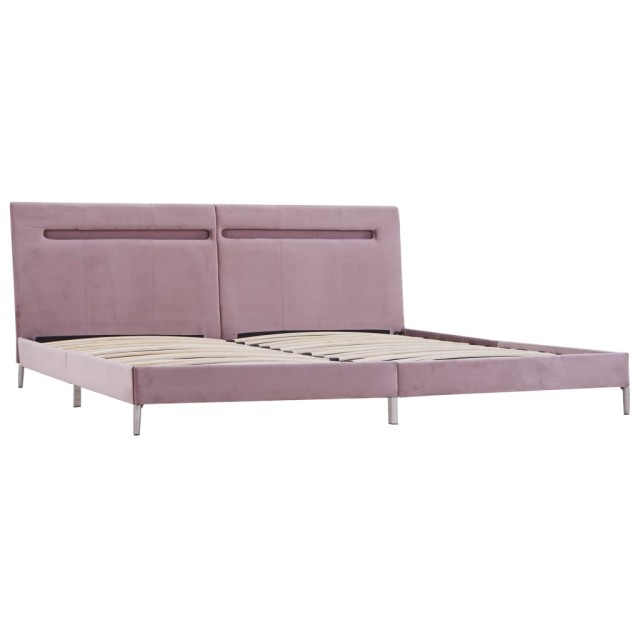 Cadre de lit avec LED sans matelas rose tissu 180x200 cm