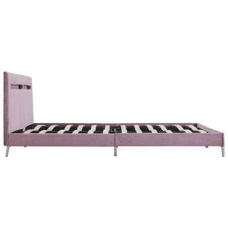 Cadre de lit avec LED sans matelas rose tissu 180x200 cm