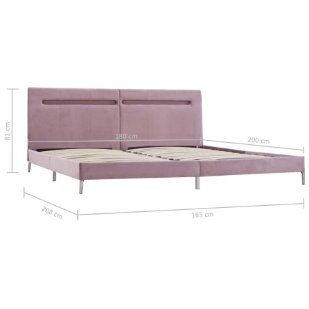 Cadre de lit avec LED sans matelas rose tissu 180x200 cm