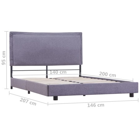 Cadre de lit sans matelas gris clair tissu 140x200 cm