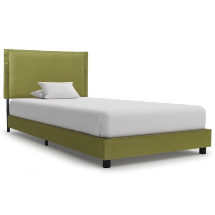 Cadre de lit sans matelas vert tissu 90x200 cm