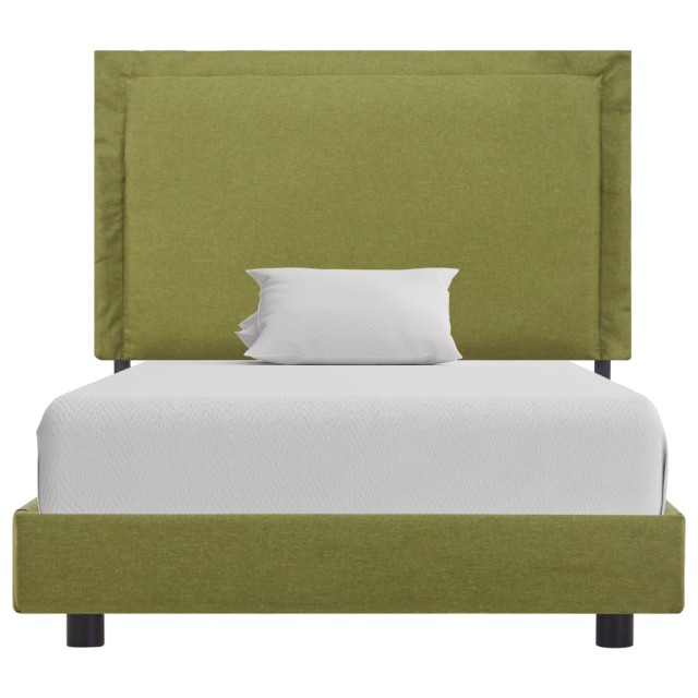Cadre de lit sans matelas vert tissu 90x200 cm