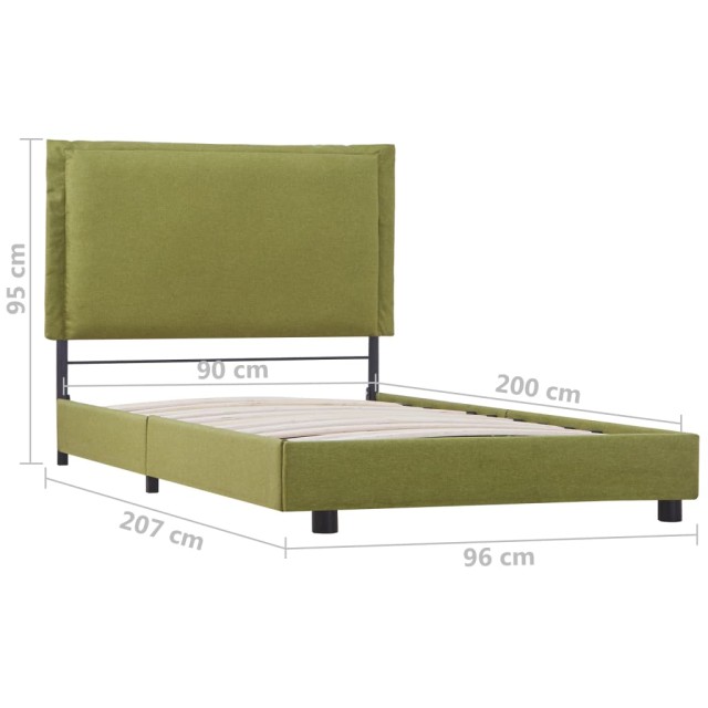 Cadre de lit sans matelas vert tissu 90x200 cm