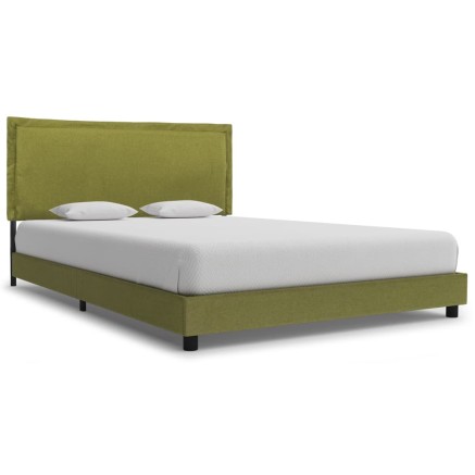 Cadre de lit sans matelas vert tissu 140x200 cm