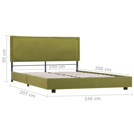 Cadre de lit sans matelas vert tissu 140x200 cm