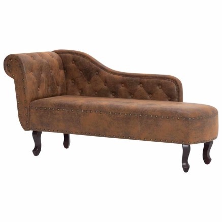 Chaise longue Marron Similicuir daim 2
