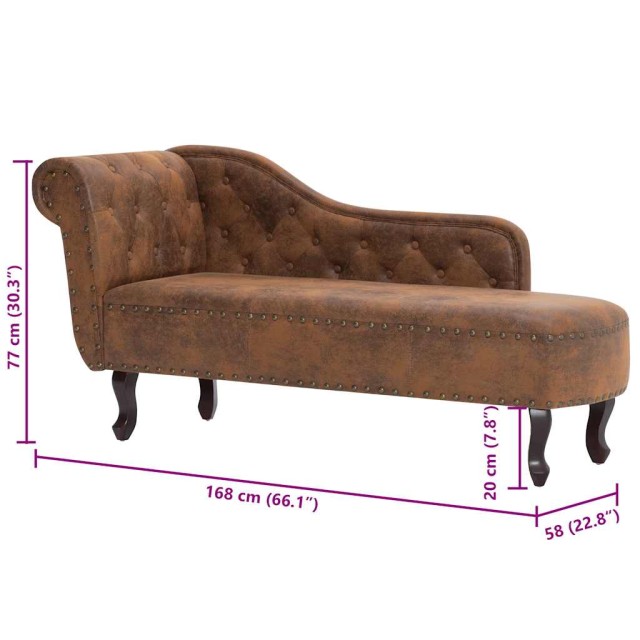 Chaise longue Marron Similicuir daim