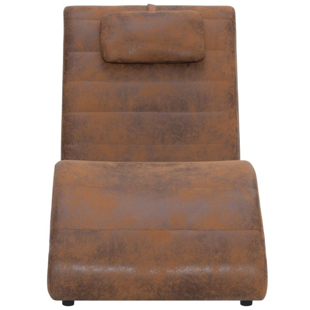 Chaise longue avec oreiller marron Similicuir daim