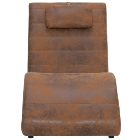 Chaise longue avec oreiller marron Similicuir daim