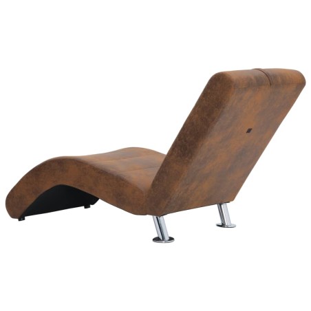 Chaise longue avec oreiller marron Similicuir daim