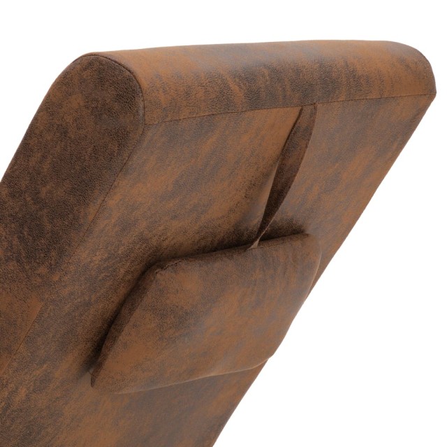 Chaise longue avec oreiller marron Similicuir daim