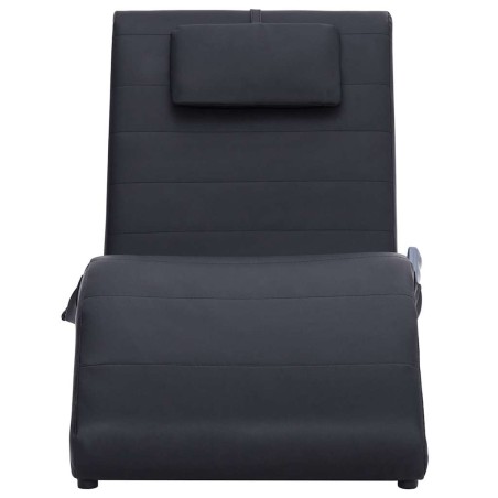 Chaise longue de massage avec oreiller Noir Similicuir