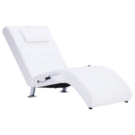 Chaise longue de massage avec oreiller Blanc Similicuir 2
