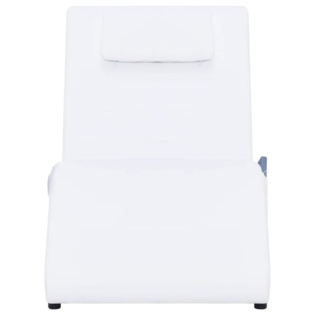 Chaise longue de massage avec oreiller Blanc Similicuir
