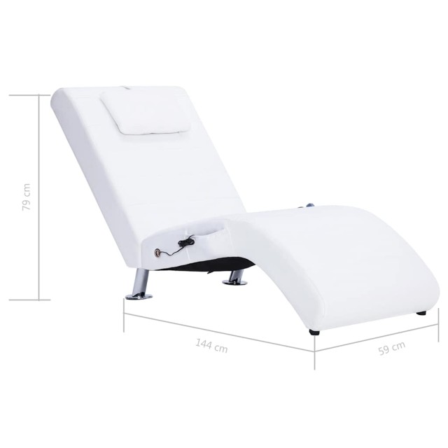 Chaise longue de massage avec oreiller Blanc Similicuir