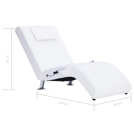 Chaise longue de massage avec oreiller Blanc Similicuir