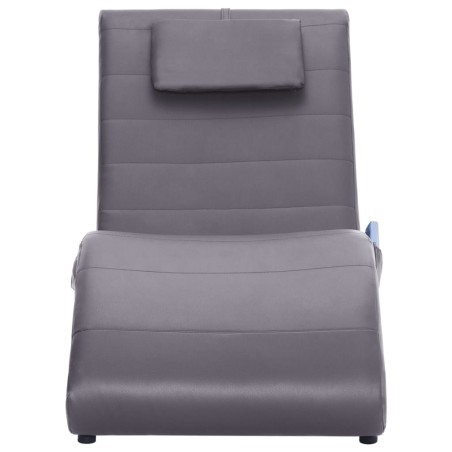 Chaise longue de massage avec oreiller gris similicuir