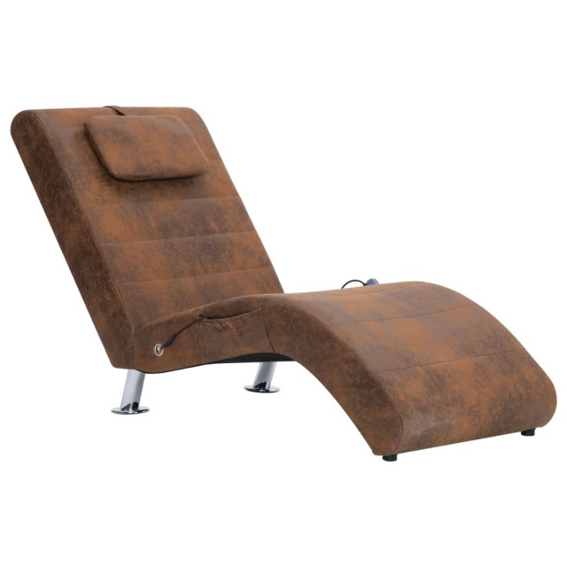 Chaise longue de massage avec oreiller Marron Similicuir daim